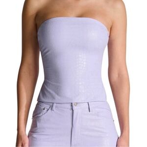 Naked Wardrobe Crocodile Collection Embossed Faux Leather Tube Top - Lavender